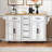 Kitchen Island With Drop Leaf, Power Outlet, Embossed Vertical Stripe Rolling Kitchen Cart On Wheels With 4 Doors , 5 Deep Drawers And Adjustable Shelves, For Kitchen, Dining Room