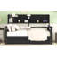 Lit de jour simple, support en lattes de bois, avec tablettes de chevet et deux tiroirs-124917527