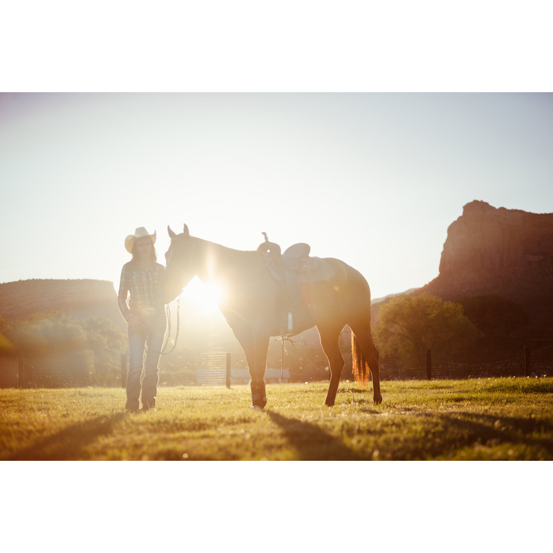 Cowgirl und Pferd