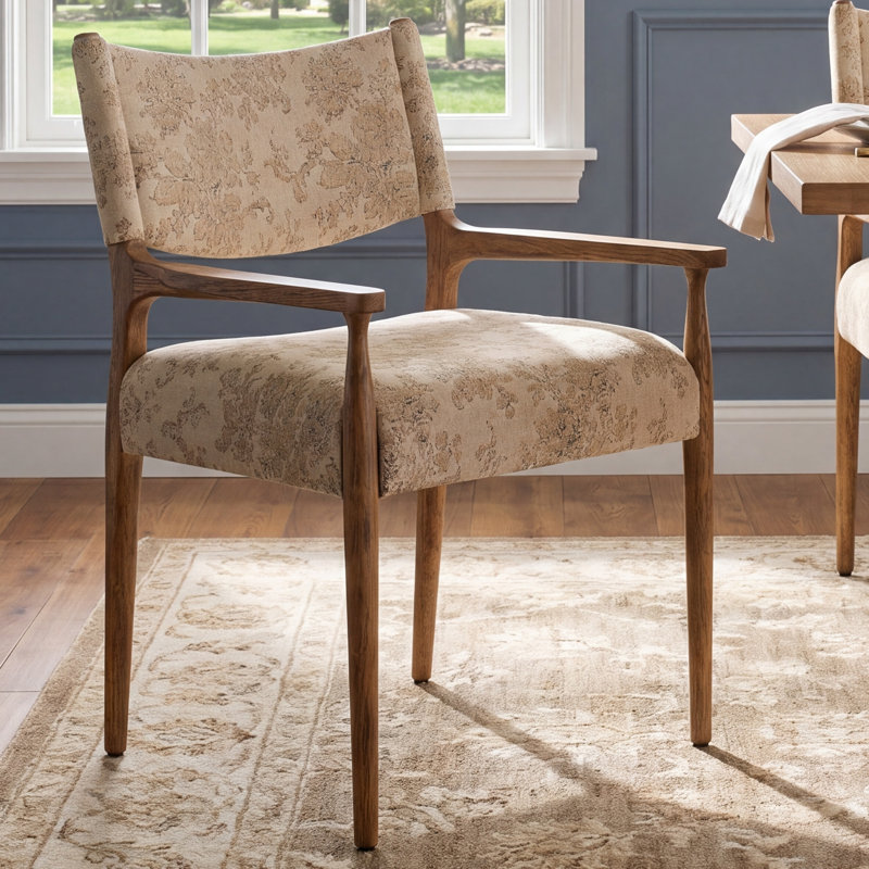 Tara Yokum Dining Armchair, Antique Walnut, Antwerp Natural