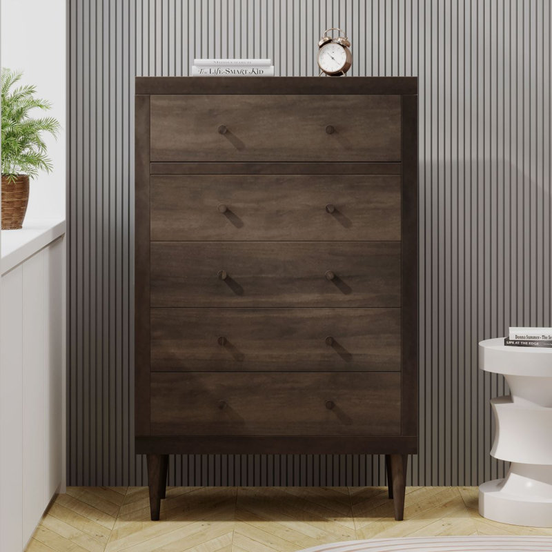 Commode 5 tiroirs Moshe, Brun