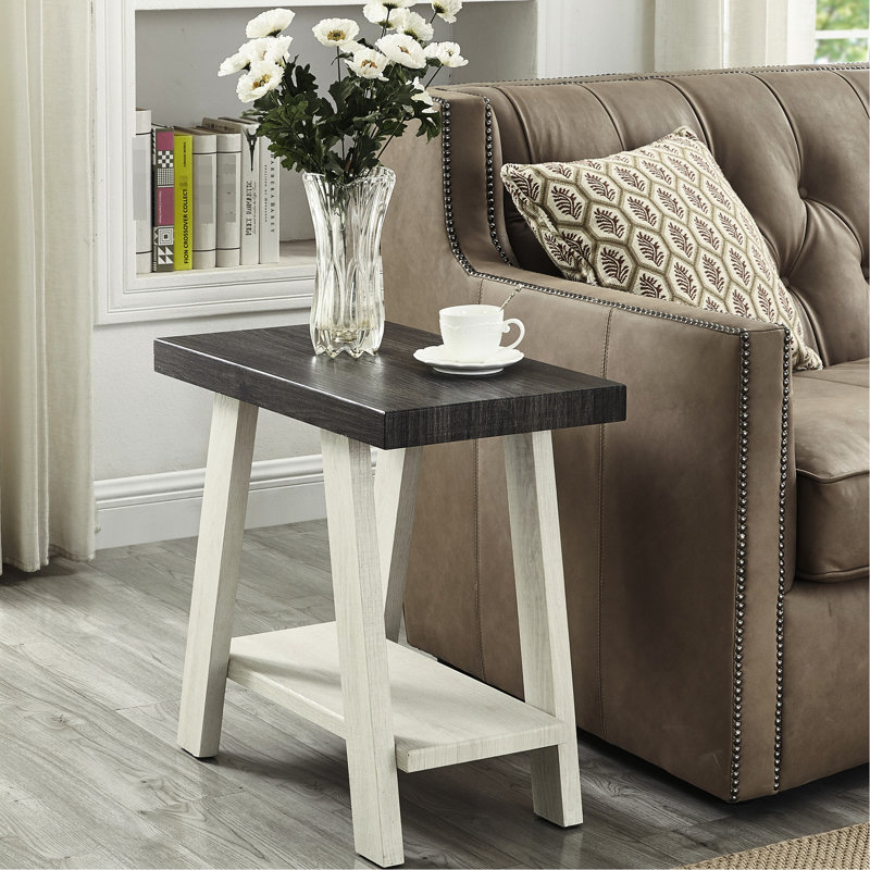Table d'appoint moderne en bois anthracite et beige - Design contemporain
