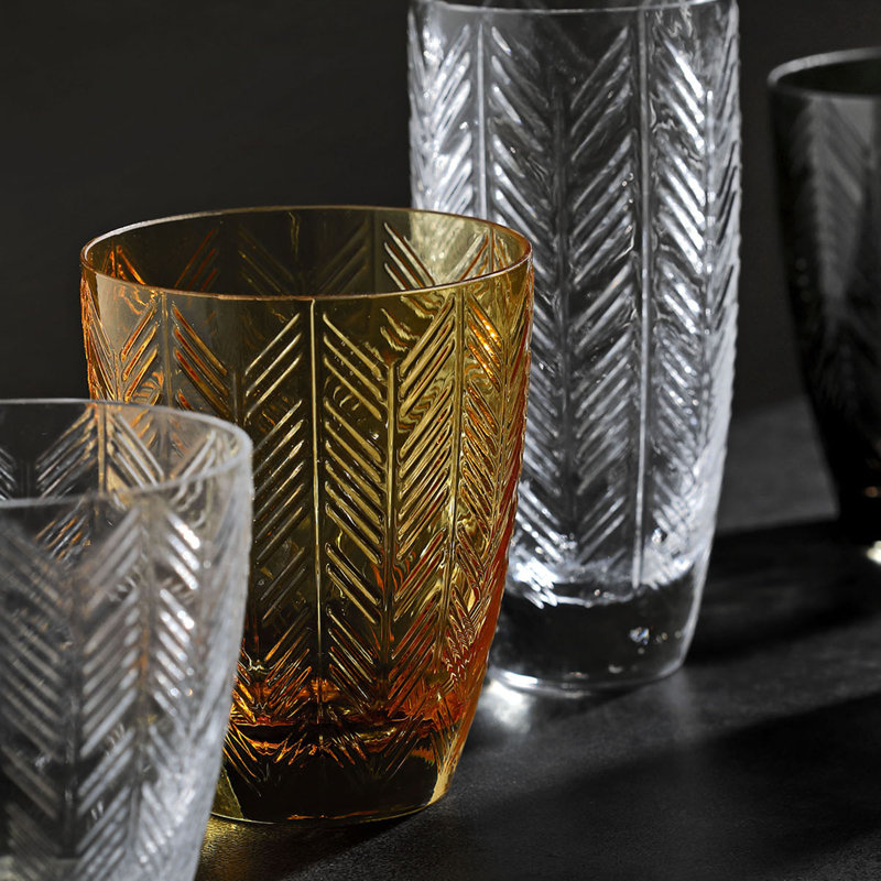 Missoni Wine Glasses ZIG ZAG Set of 6 9.8 oz, diam. 3.25, H 3.75 in, Amber