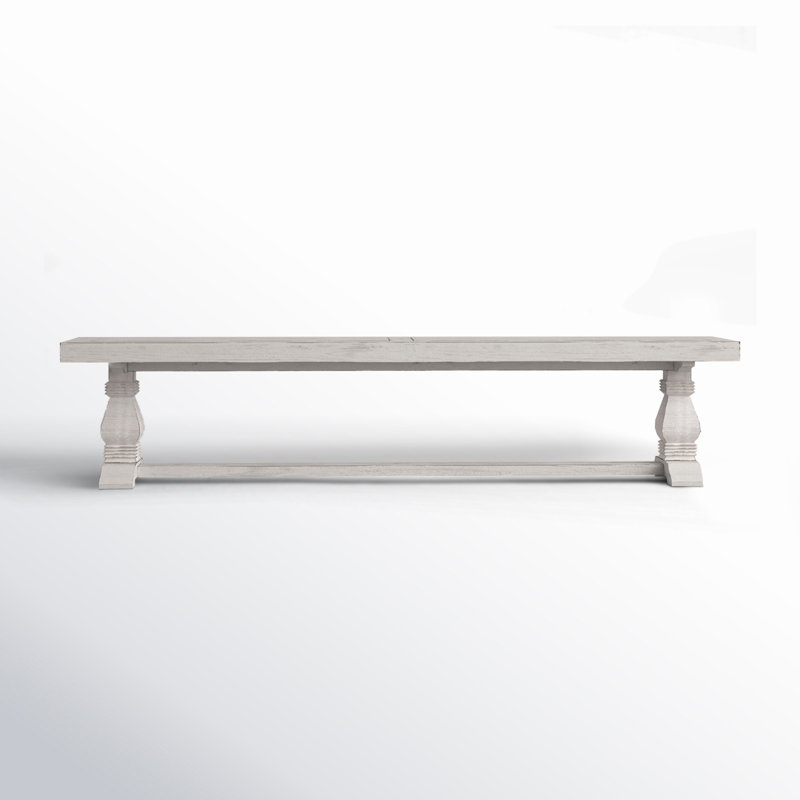 Kinston Solid Wood Bench,  Distressed Ivory, 18" H x 66" W x 16"D