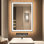 Miroir de salle de bain à DEL avec cadre noir, miroir de maquillage lumineux et antibuée à intensité variable, 3 lumières de couleur