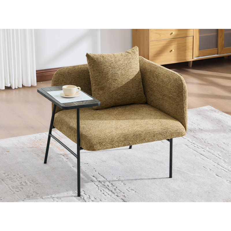 Chaise de loisir rembourrée avec tablette, Jaune