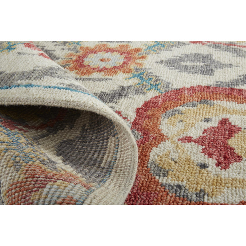 Beall Wool Oriental Area Rug in Orange, Rectangle 7'9" x 9'9"