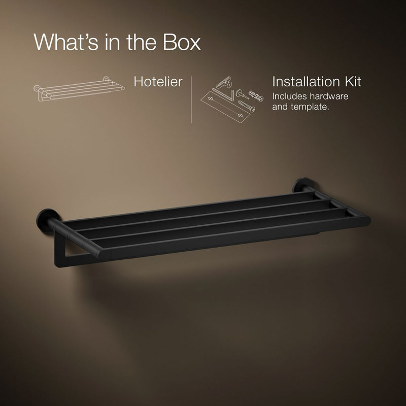 Hotelier Wall Mounted Towel Rack, Matte Black
