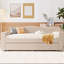 Lit de jour en molleton beige avec rangement et lit gigogne, audio pour la détente-1676726794