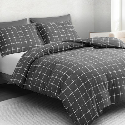 Luxury Double Brushed Microfiber Reversible Duvet Cover Set with Zipper Closure and Corner Ties