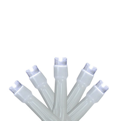 10 Battery Operated White LED Wide Angle Christmas Lights - 3 ft White Wire