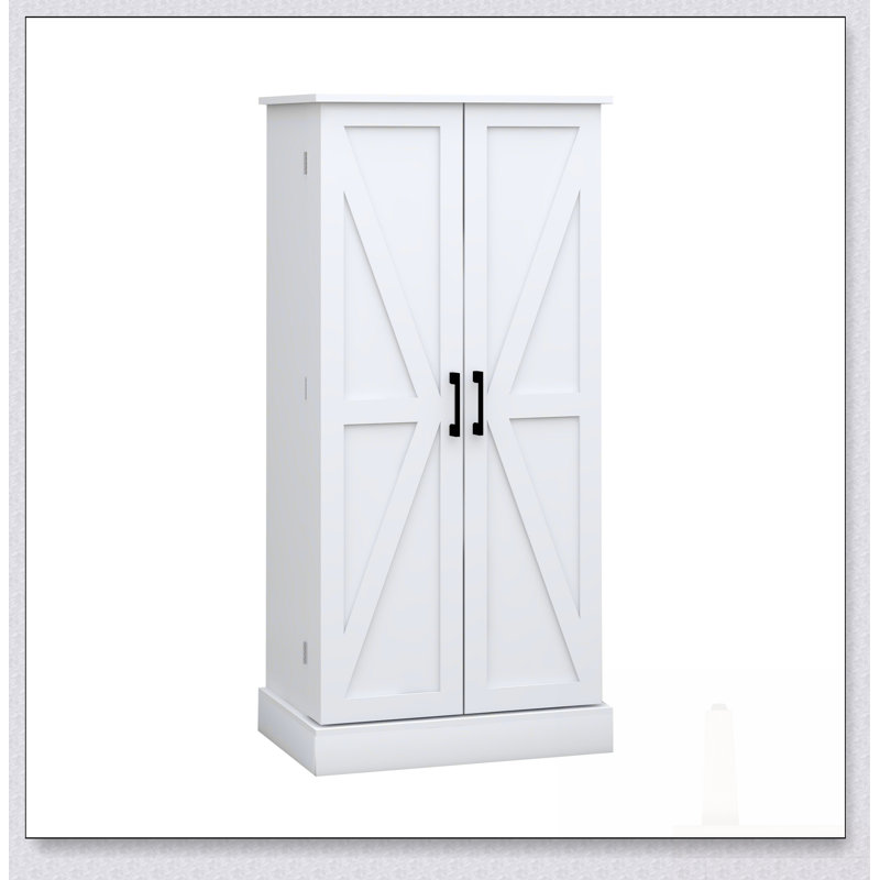 Garde-manger autoportant à DEL avec 2 portes, supports et 2 tablettes réglables pour un rangement spacieux et une conception élégante