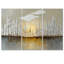Art mural moderne forêt moderne, toile horizon doré - Forêt moderne en hiver, horizon gris doré, ensemble d'art mural sur toile encadré 3 pièces-755405901-755405899