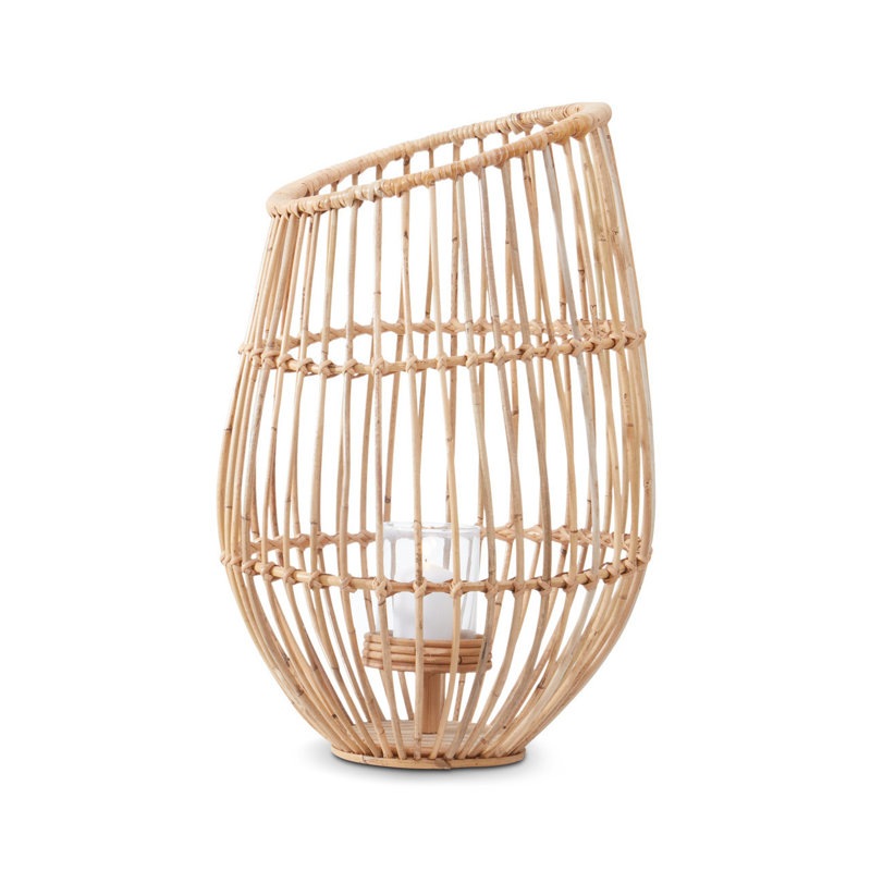 Bourbeau Wicker Tabletop Lantern, Natural
