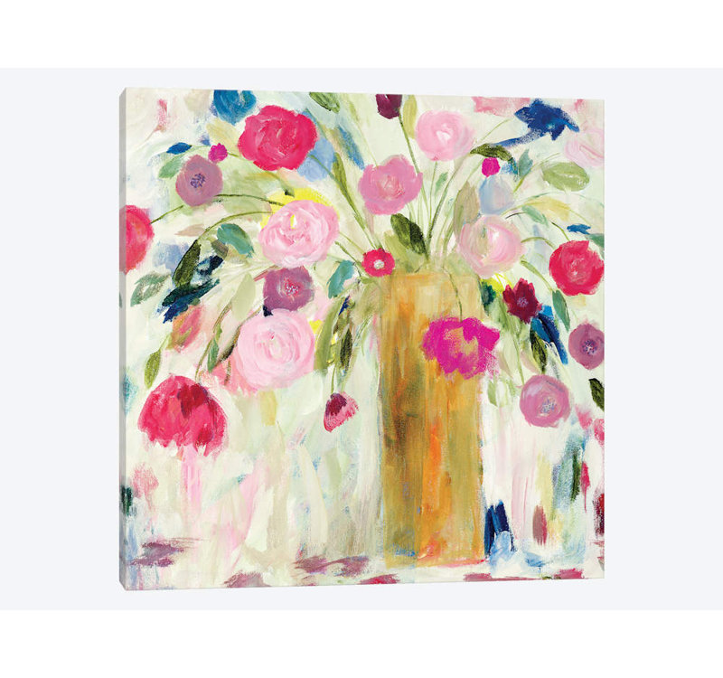« amitié fleuris », impression sur toile, H 26 po x l 26 po x P 1,5 po, Toile tendue, Pas de tapis
