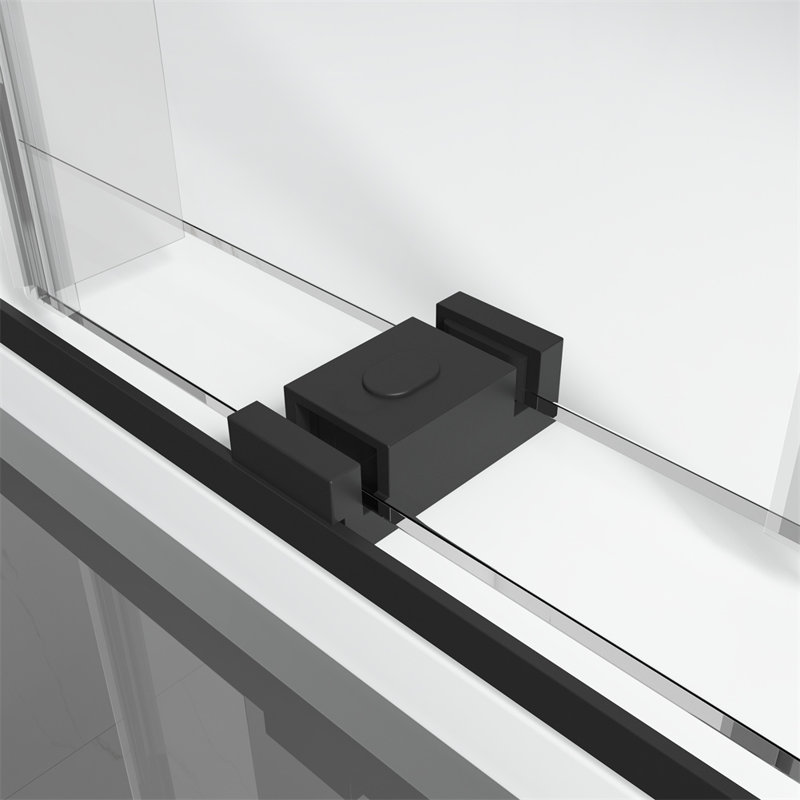Cabine de douche rectangulaire sans cadre l 60 po x H 76 po avec base à panneau fixe incluse, Noir mat