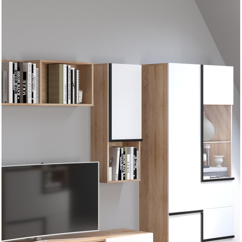 Keaton 3 Piece Accent Shelf with Adjustable Shelves, Oak Sonoma/White