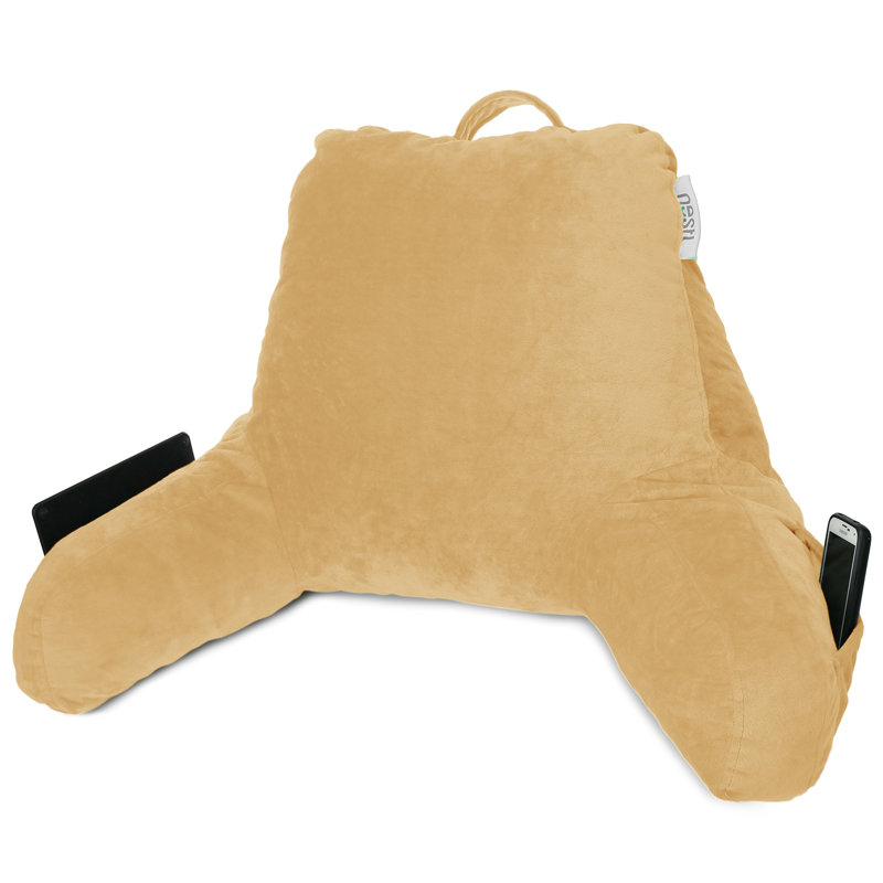 Nestl Reading Back Pillow For Reading & Bed Rest, Camel Gold, 14" H x 13" W x 8.5" D