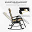Chaises berçantes d'extérieur 2 pièces Outsunny, chaise berçante inclinable et inclinable pliable avec coussin, porte-gobelet et porte-téléphone, conception combinée avec pieds pliants, beige-2028488045