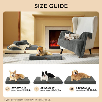 Bedsure Self Warming Comfy Dog Bed for Dogs & Cats, Orthopedic Egg Crate Foam with Removable Washable Cover (Non Electric)
