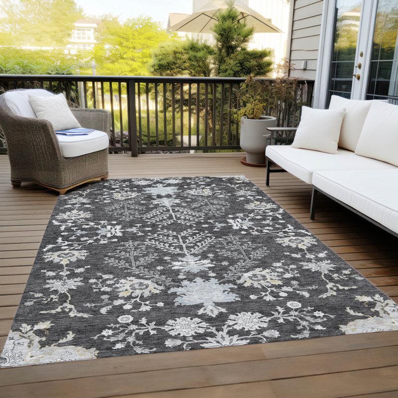 Tapis gris anthracite intérieur / extérieur lavable à la machine Cicel ACN1156, Rectangle 9 pi x 12 pi
