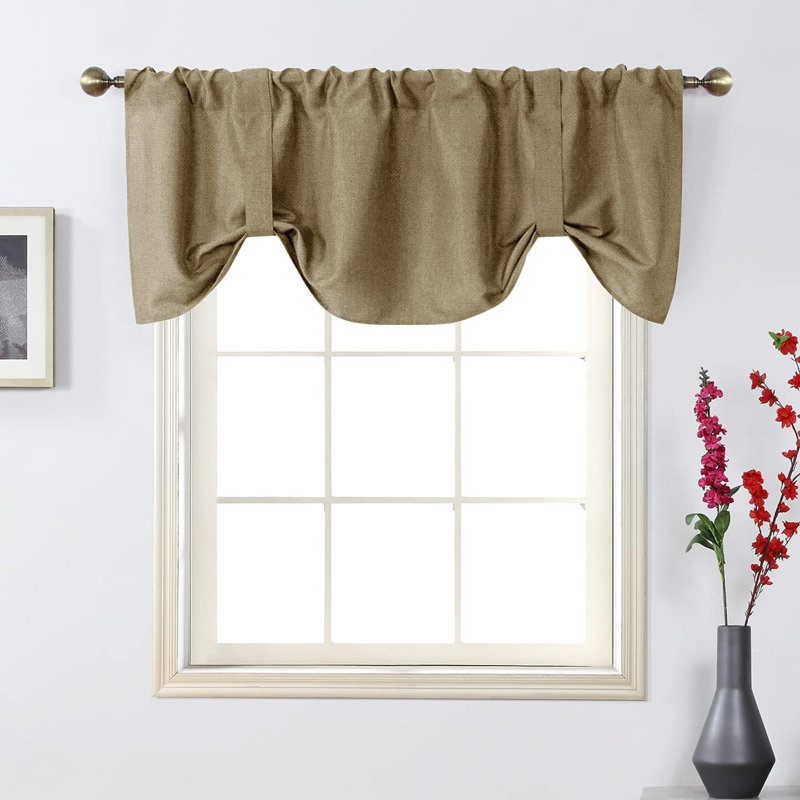 Kendria Tie-Up Window Valance, 54" W x 18" L, Brown