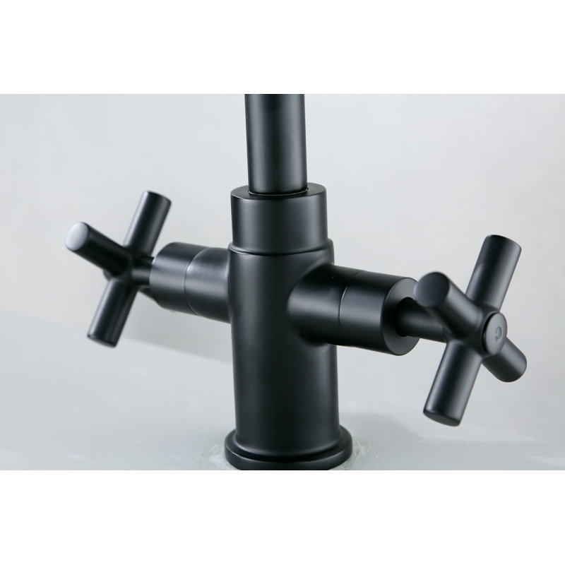 2-handle Bathroom Faucet with Drain Assembly, Matte Black