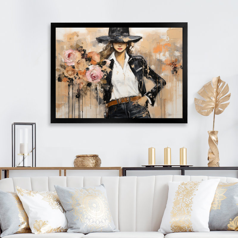 Fashion Chic, impression sur toile encadrée, Cadre flottant doré, H 30 po x l 40 po x P 1,5 po