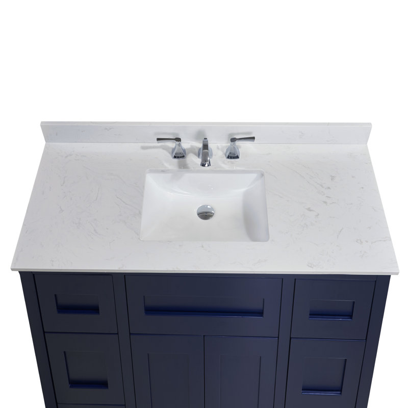 Plateau de meuble-lavabo simple 49 po Frosinone en blanc Statuarietto avec lavabo