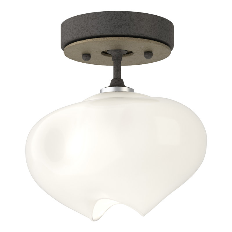 Ume Frosted Glass 1 - Light Semi Flush Mount, Natural Iron, Soft Gold
