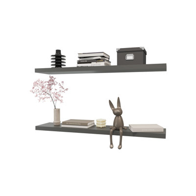 Greer Floating Shelf in Melamine x2, Gray