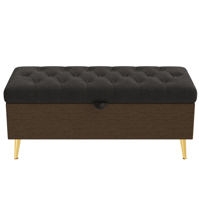 Banc multifonctionnel moderne gris avec pieds en métal doré et design pour le salon de style américain, Gris