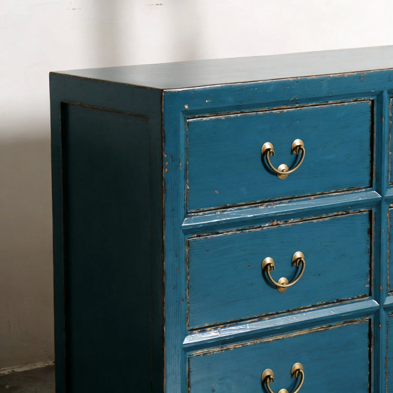 Buffet simple à plusieurs tiroirs, Bleu