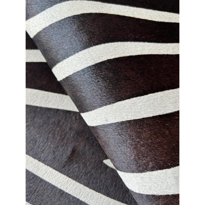Zebra Print Cowhide Rug Horizontal Stripes
