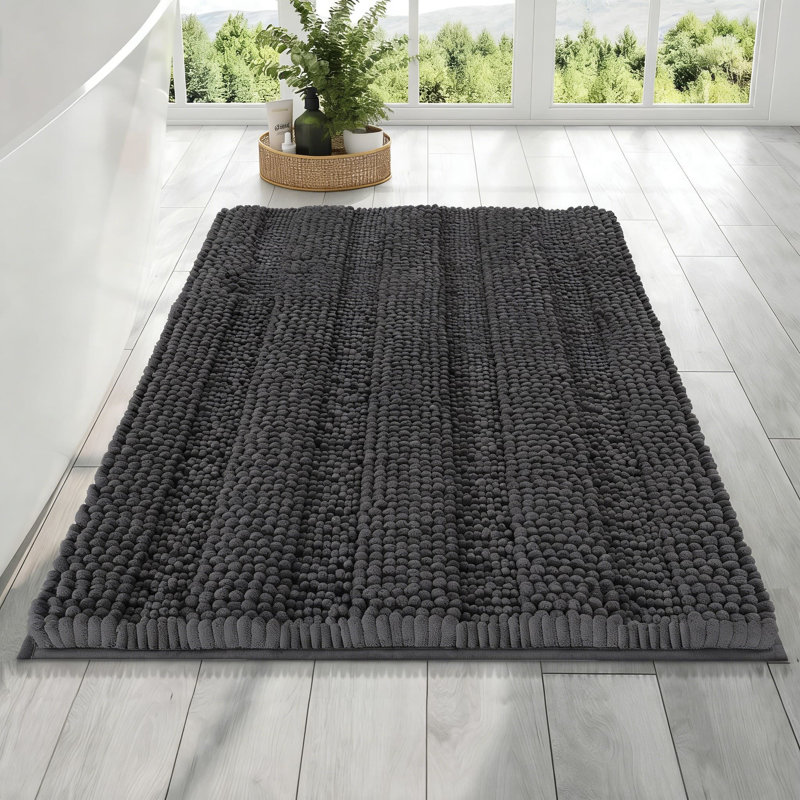 Chenille Bathroom Rugs With Rubber Backing, Soft And Absorbent Bath Mats For Shower, Tub, And Bathroom Floor, Machine Washable