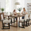 Chaises de salle à manger en tissu rayé, pieds en bois massif noir (ensemble de 4)-842238335-842238277-842238275