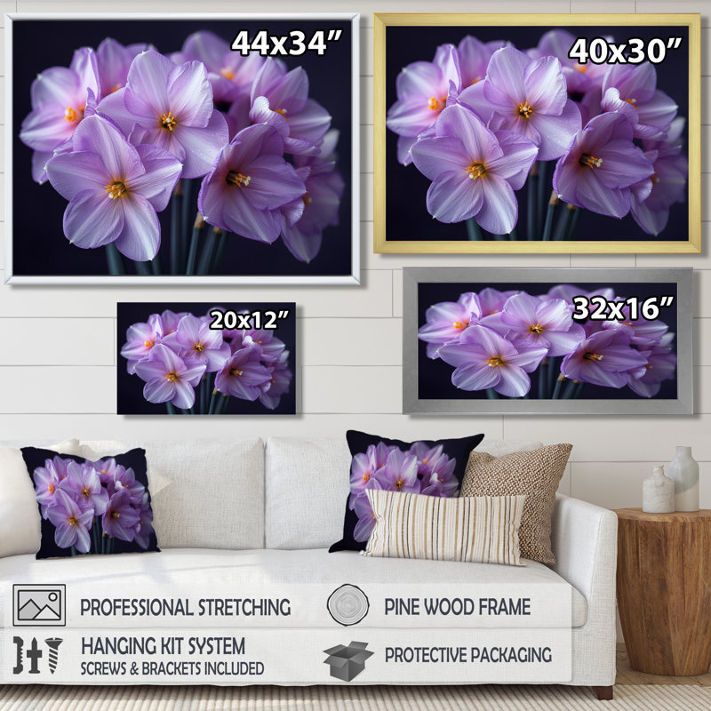 Monochromes parfumés, fusion de jonquilles II - Jonquilles, impression d'art mural, Cadre simple noir, H 16 po x l 32 po