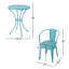 Bistro d'extérieur en métal 3 pièces Kd en bleu. Durable avec fer thermolaqué. Chaise: H 18/30 po x l 16,25 / 20 po x P 16,25 / 20,5 po.-24345076