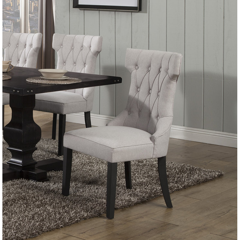 Manchester Upholstered Side Chairs, Light Grey/Black