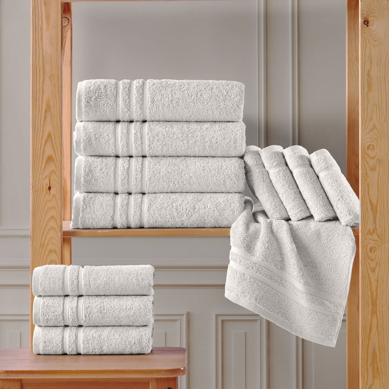 Besednice Premium Quality Soft Fluffy and Absorbent 100% Turkish Cotton Bath Towel Set, Ice Silver