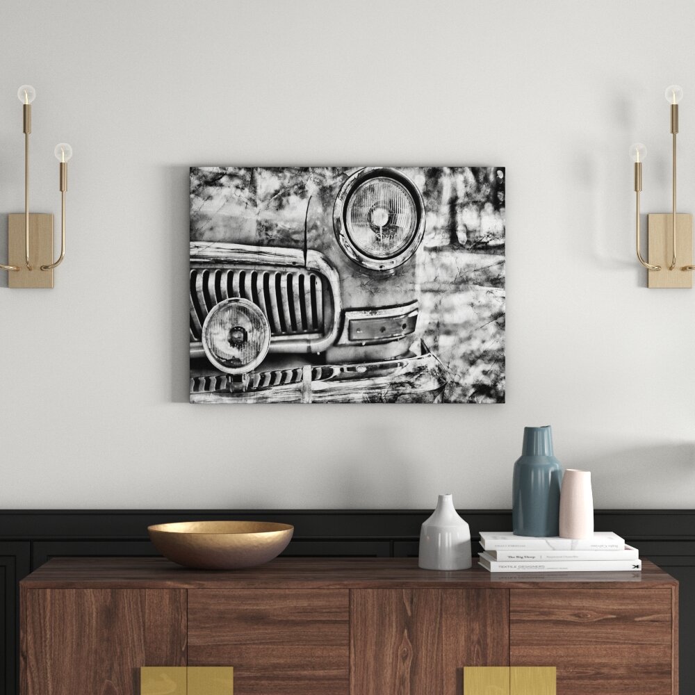 Leinwandbild Oldtimer im Retro Look in Monochrom