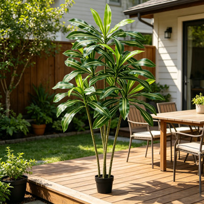 28 * 28 * 68 Inch Artificial Dragon Blood Tree Striped Leaf Plant, Fake Corn Stem Dragon Blood Tree, Realistic Spotted Leaf Fake Tropical Floor Plant For Living Room, Office Entrance Home Decoration
