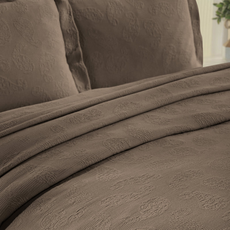 Neo Aldin 100% Cotton All Season Woven Jaquard Matelasse Paisley Bedspread with Shams, King Coverlet + 2 Standard Shams