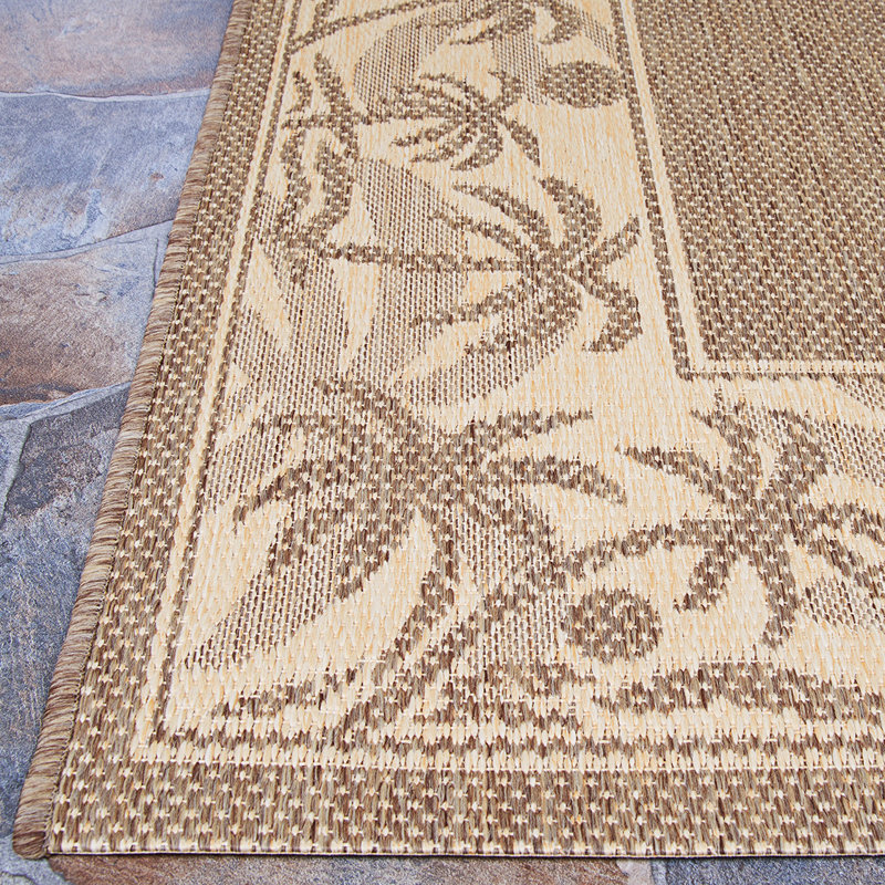 Bradbury Floral Beige Natural Indoor Outdoor Area Rug, Rectangle 2' x 3'7"