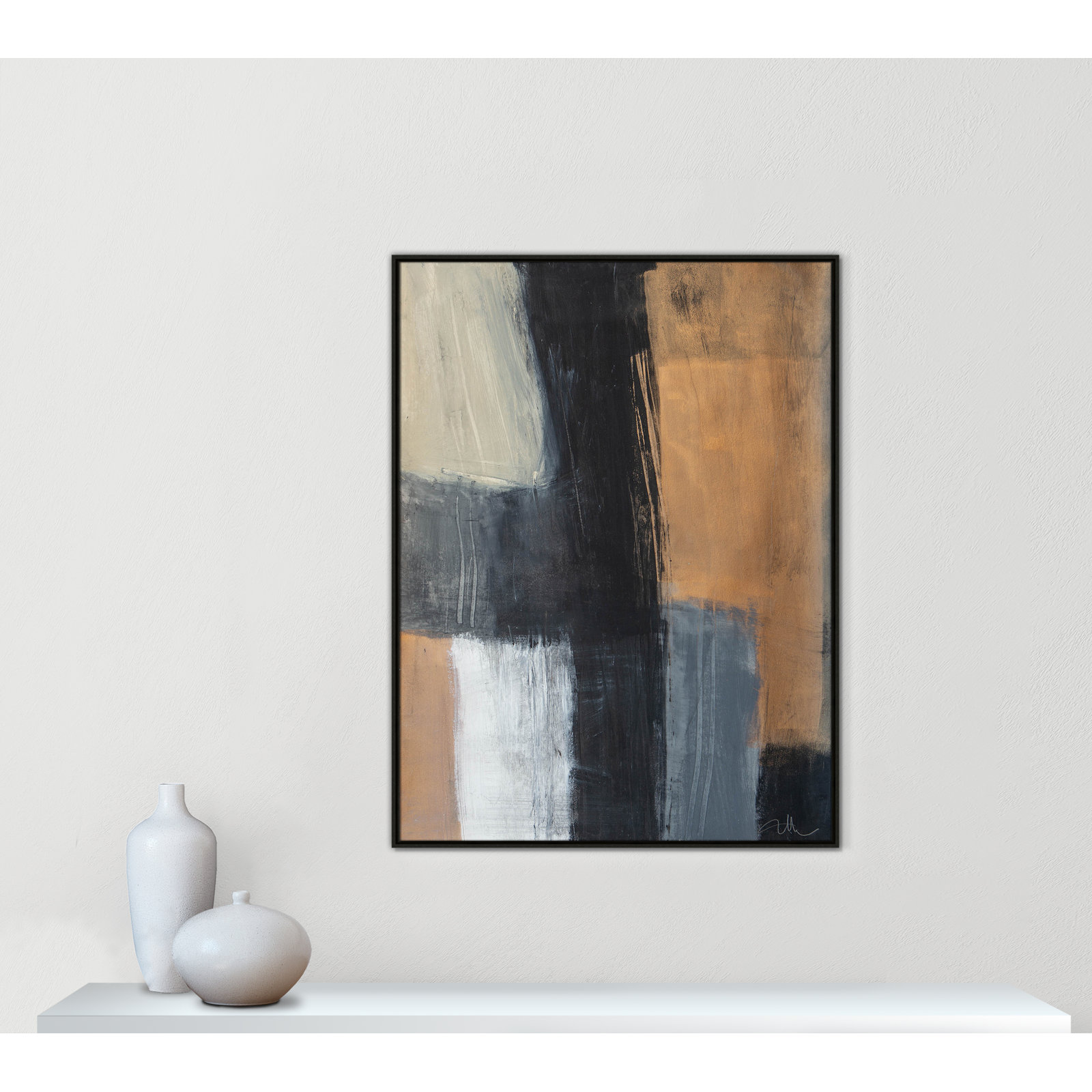 Calderon "Metallic Slate II" Print, 49.5" H x 37.5" W x 2" D, Espresso Floater Framed, No Mat