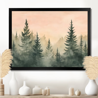 Tableau encadré « Forêt » aux teintes rose pâle et vert blush