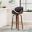 30" Mid-Century Modern Upholstered Swivel Barstool, Midnight Black, Walnut