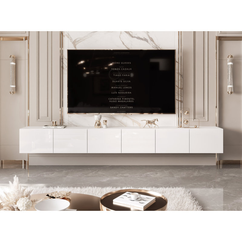 TV-Lowboard TV-Unit ANGEL, 36cm H x 300cm L x 40cm W, White Gloss