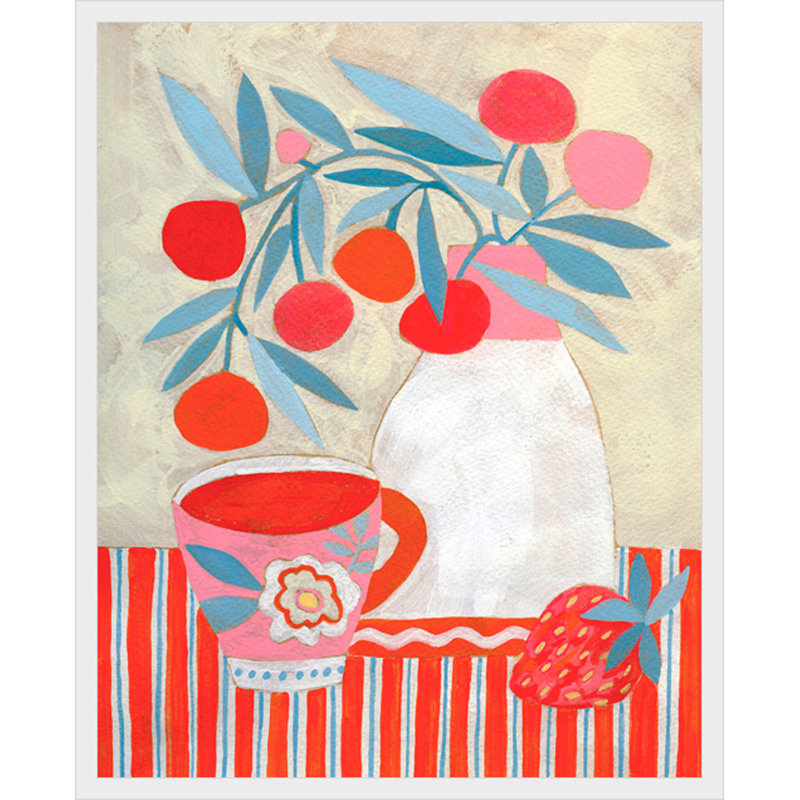 Thé et fraises, H 21,75 po x l 17,75 po