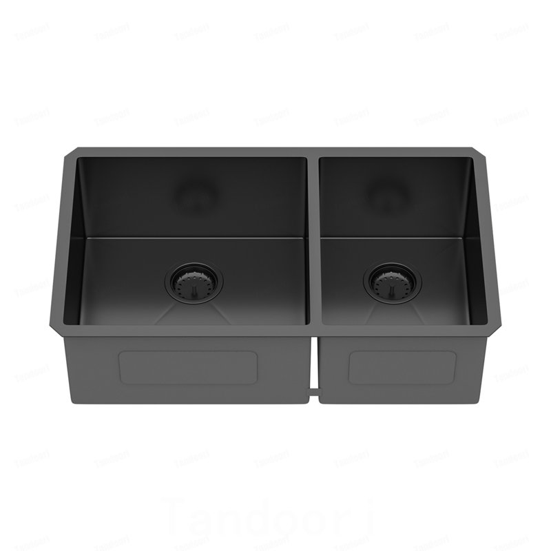 Évier de cuisine à double cuve double (60/40) - 33 po x 19 po x 10 po - noir